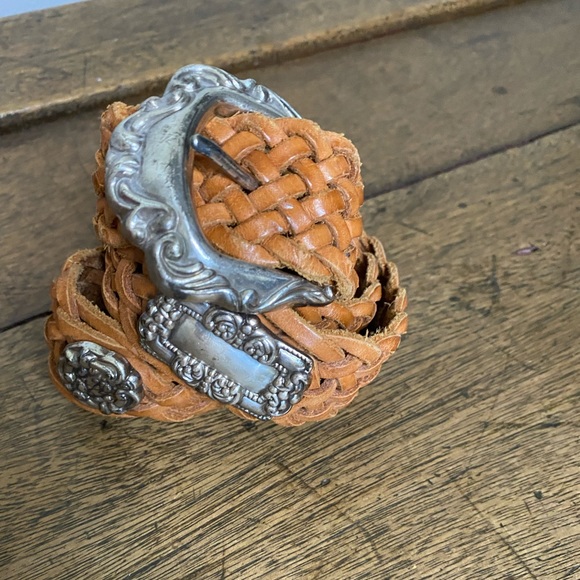 Fossil Brown Braided Leather & Silver Belt - Picture 8 of 8